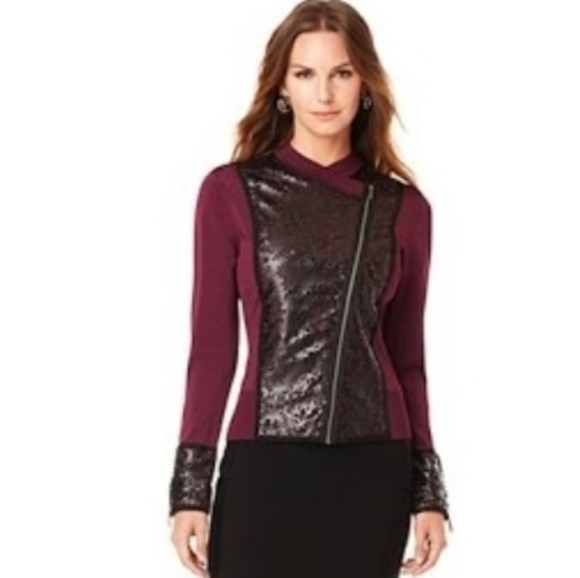 Naeem Khan Lasercut Knit Moto Jacket - Picture 6 of 9
